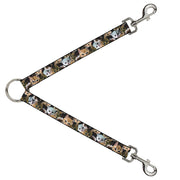 Dog Leash Splitter - Kitten Faces Scattered Black Dog Leash Splitters Buckle-Down   