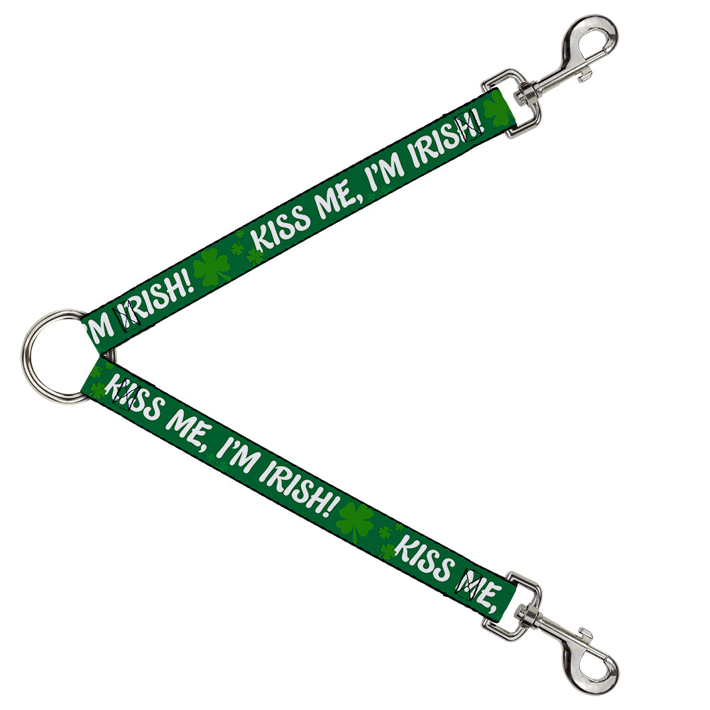 Dog Leash Splitter - KISS ME, I'M IRISH! Clovers Green/White Dog Leash Splitters Buckle-Down   