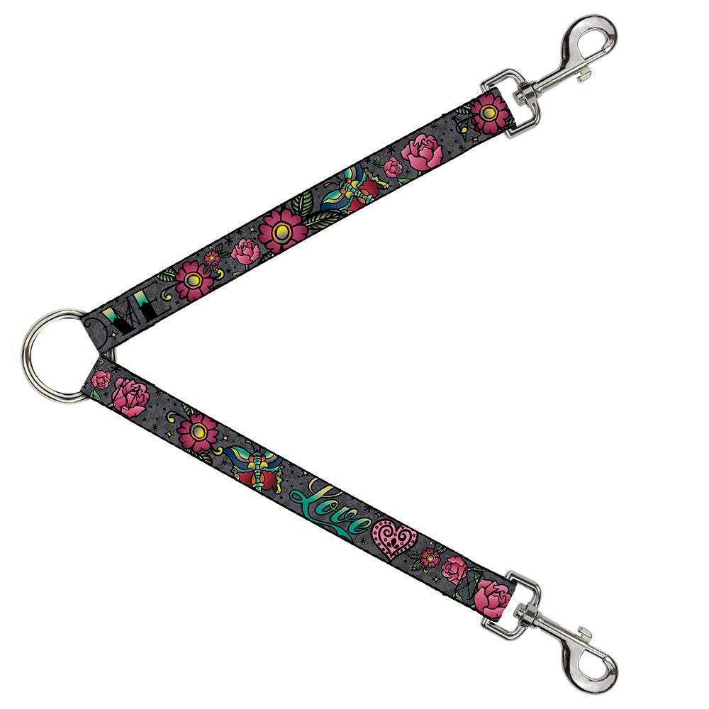 Dog Leash Splitter - Love Kills Gray Dog Leash Splitters Buckle-Down   