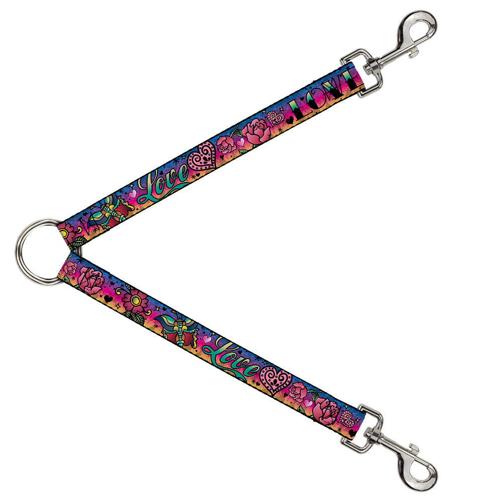 Dog Leash Splitter - Love Love Purple Dog Leash Splitters Buckle-Down   
