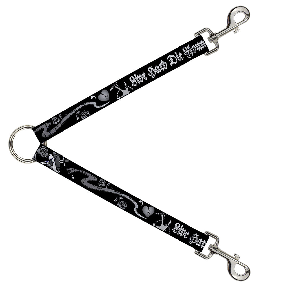 Dog Leash Splitter - Live Hard Die Young Black/White Dog Leash Splitters Buckle-Down   