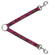 Dog Leash Splitter - Love Kills CLOSE-UP Pink Dog Leash Splitters Buckle-Down   