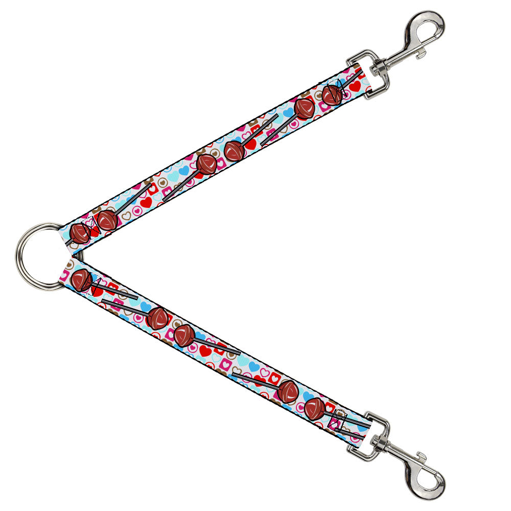 Dog Leash Splitter - Lollipop Hearts White Dog Leash Splitters Buckle-Down   