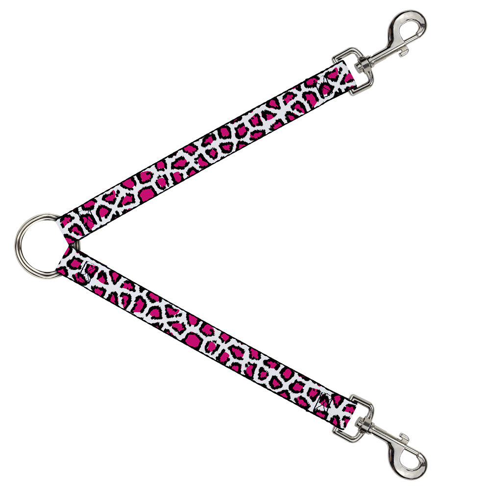 Dog Leash Splitter - Leopard White/Fuchsia Dog Leash Splitters Buckle-Down   