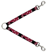 Dog Leash Splitter - Love Me w/Sketch Stars & Stripes Black/Fuchsia/White Dog Leash Splitters Buckle-Down   