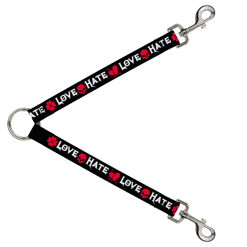 Dog Leash Splitter - Love/Hate Black/White/Fuchsia Dog Leash Splitters Buckle-Down   
