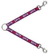 Dog Leash Splitter - Love/Hate Purple/White/Fuchsia Dog Leash Splitters Buckle-Down   