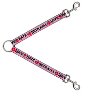 Dog Leash Splitter - Love/Hate/Betrayal Pink/Black/Fuchsia Dog Leash Splitters Buckle-Down   
