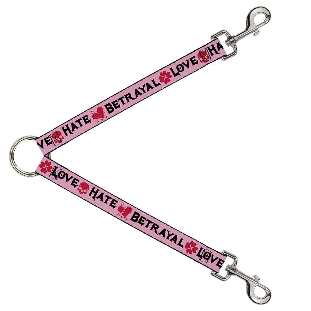 Dog Leash Splitter - Love/Hate/Betrayal Pink/Black/Fuchsia Dog Leash Splitters Buckle-Down   