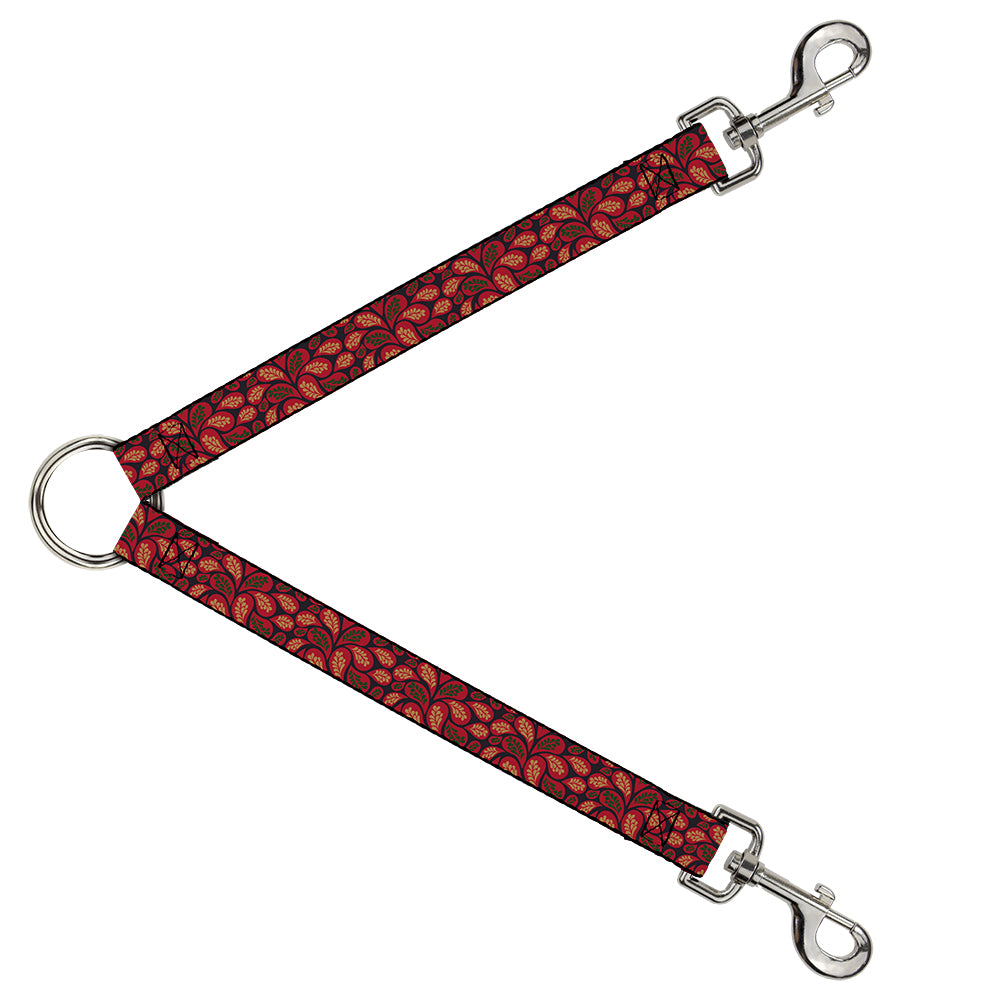 Dog Leash Splitter - Leaves Swirl Navy/Burgundy Dog Leash Splitters Buckle-Down   