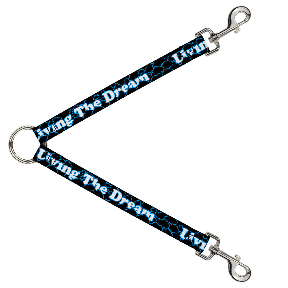Dog Leash Splitter - LIVING THE DREAM/Clouds Black/Blue/White Dog Leash Splitters Buckle-Down   