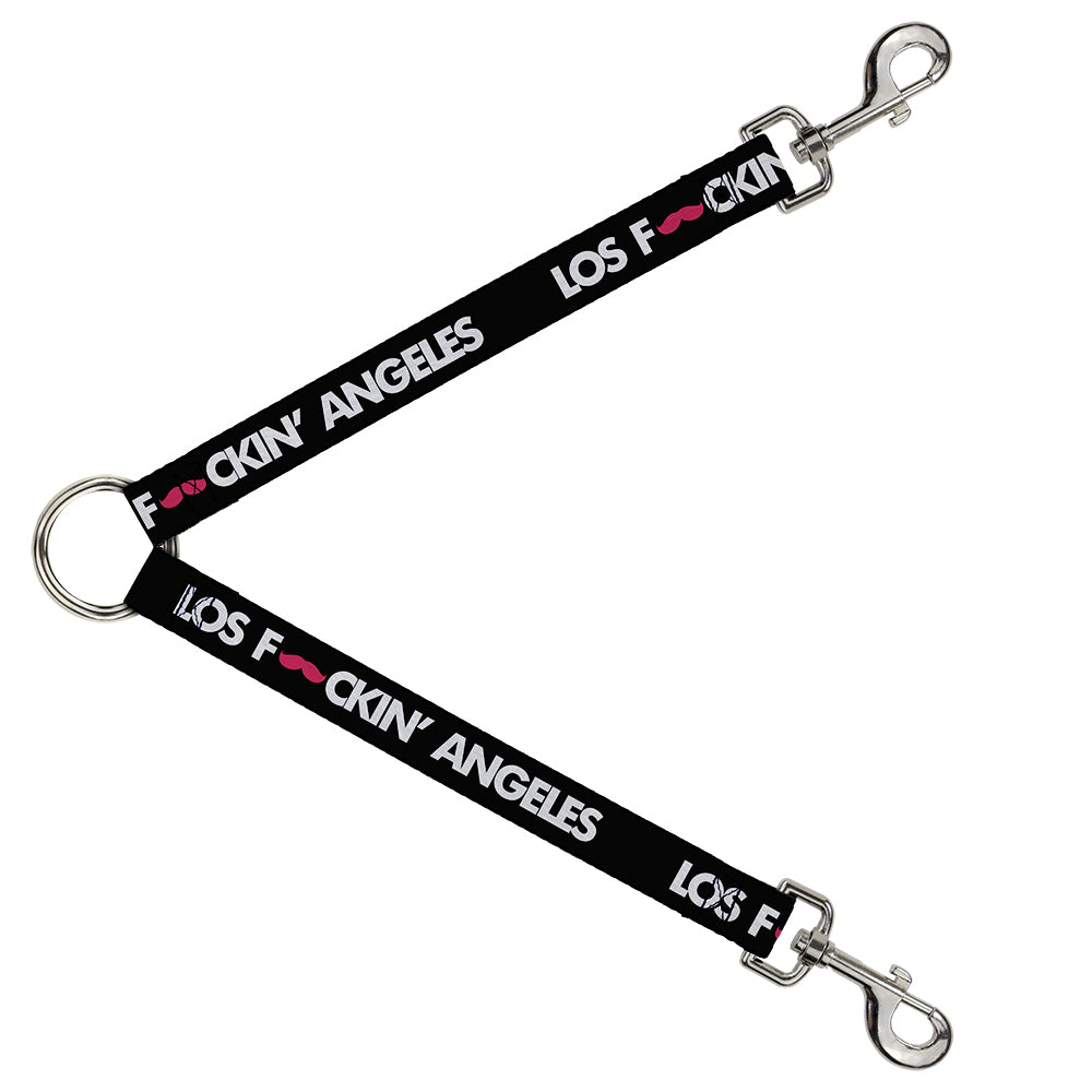 Dog Leash Splitter - LOS F*CKIN' ANGELES Mustache Black/White/Pink Dog Leash Splitters Buckle-Down   