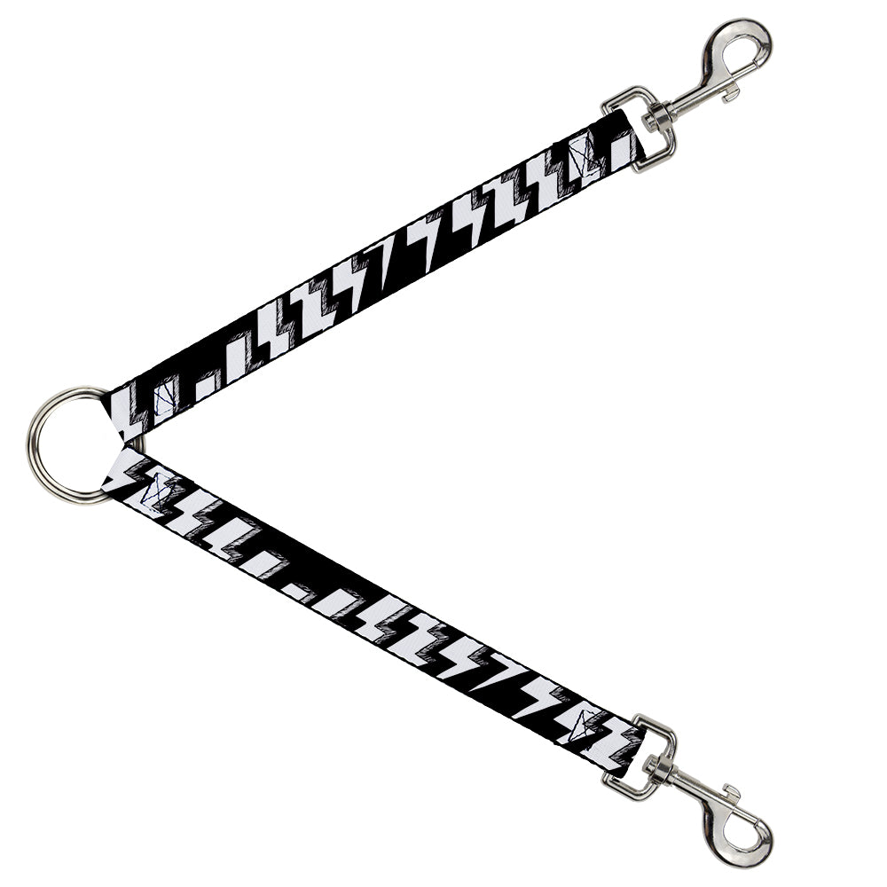 Dog Leash Splitter - Lightning Bolts Sketch Black/White Dog Leash Splitters Buckle-Down   