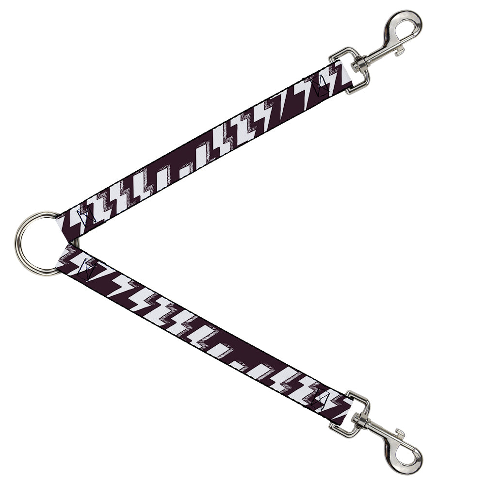 Dog Leash Splitter - Lightning Bolts Sketch Plum/White Dog Leash Splitters Buckle-Down   