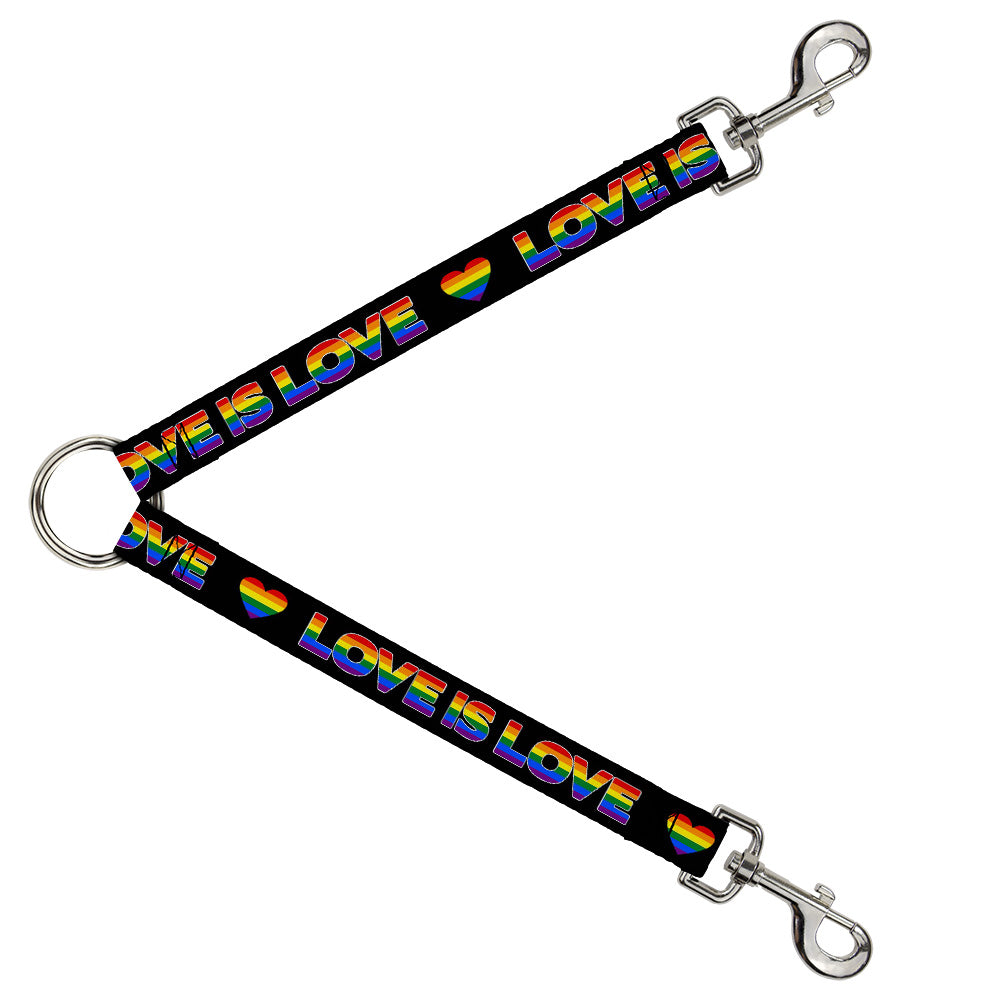 Dog Leash Splitter - LOVE IS LOVE Heart Black Rainbow Dog Leash Splitters Buckle-Down   