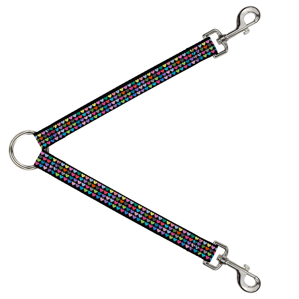 Dog Leash Splitter - Mini Hearts Black/Multi Color Dog Leash Splitters Buckle-Down   