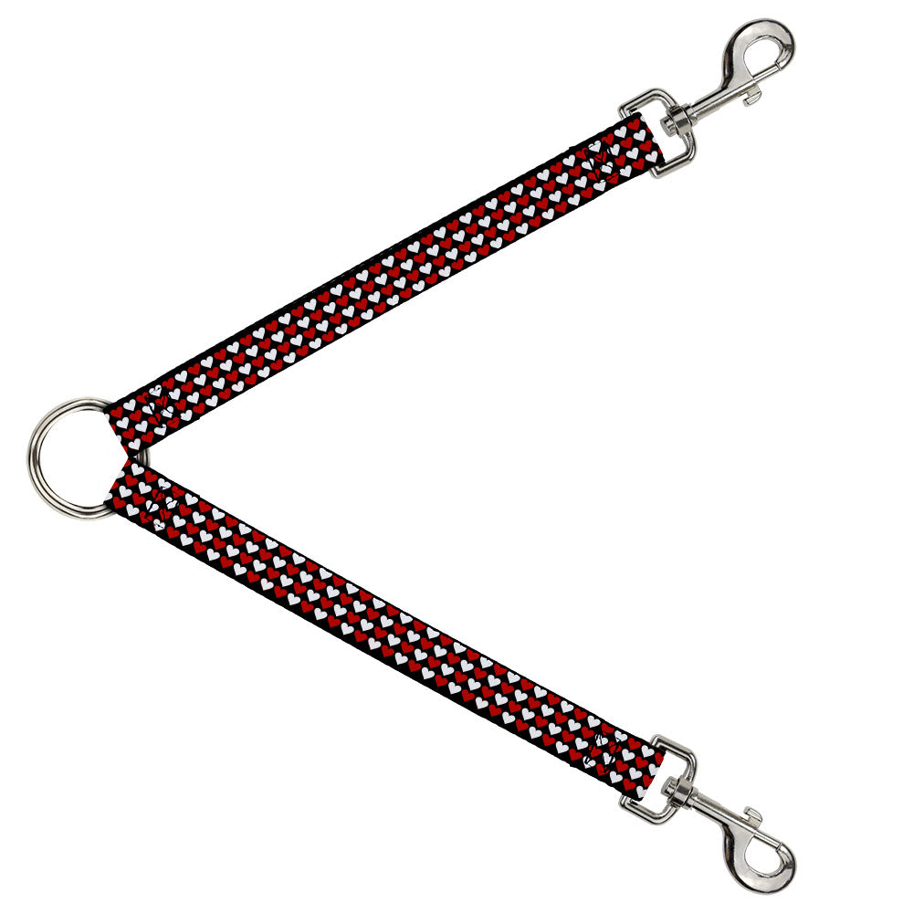 Dog Leash Splitter - Mini Hearts Black/Red/White Dog Leash Splitters Buckle-Down   