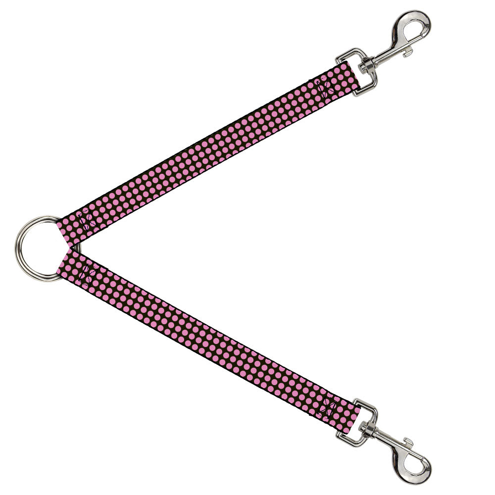 Dog Leash Splitter - Mini Polka Dots Black/Pink Dog Leash Splitters Buckle-Down   