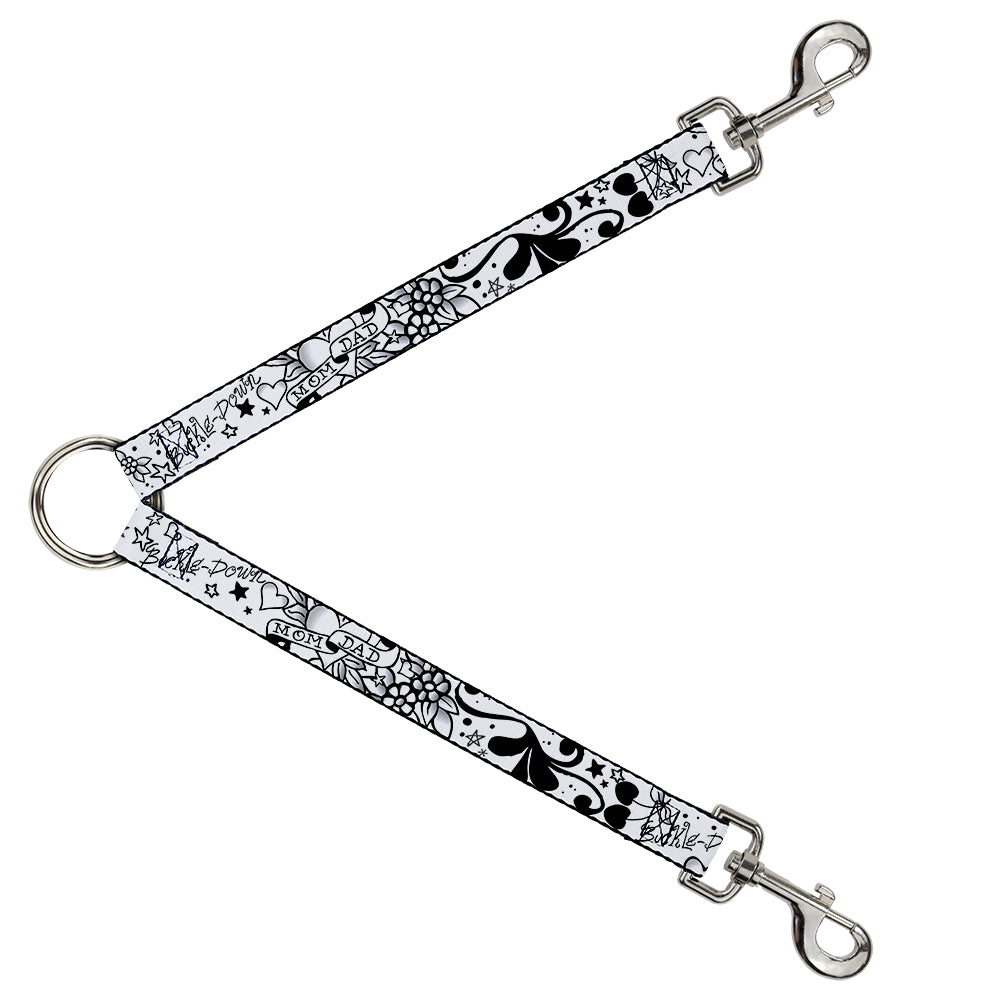 Dog Leash Splitter - Mom & Dad Black/White Dog Leash Splitters Buckle-Down   