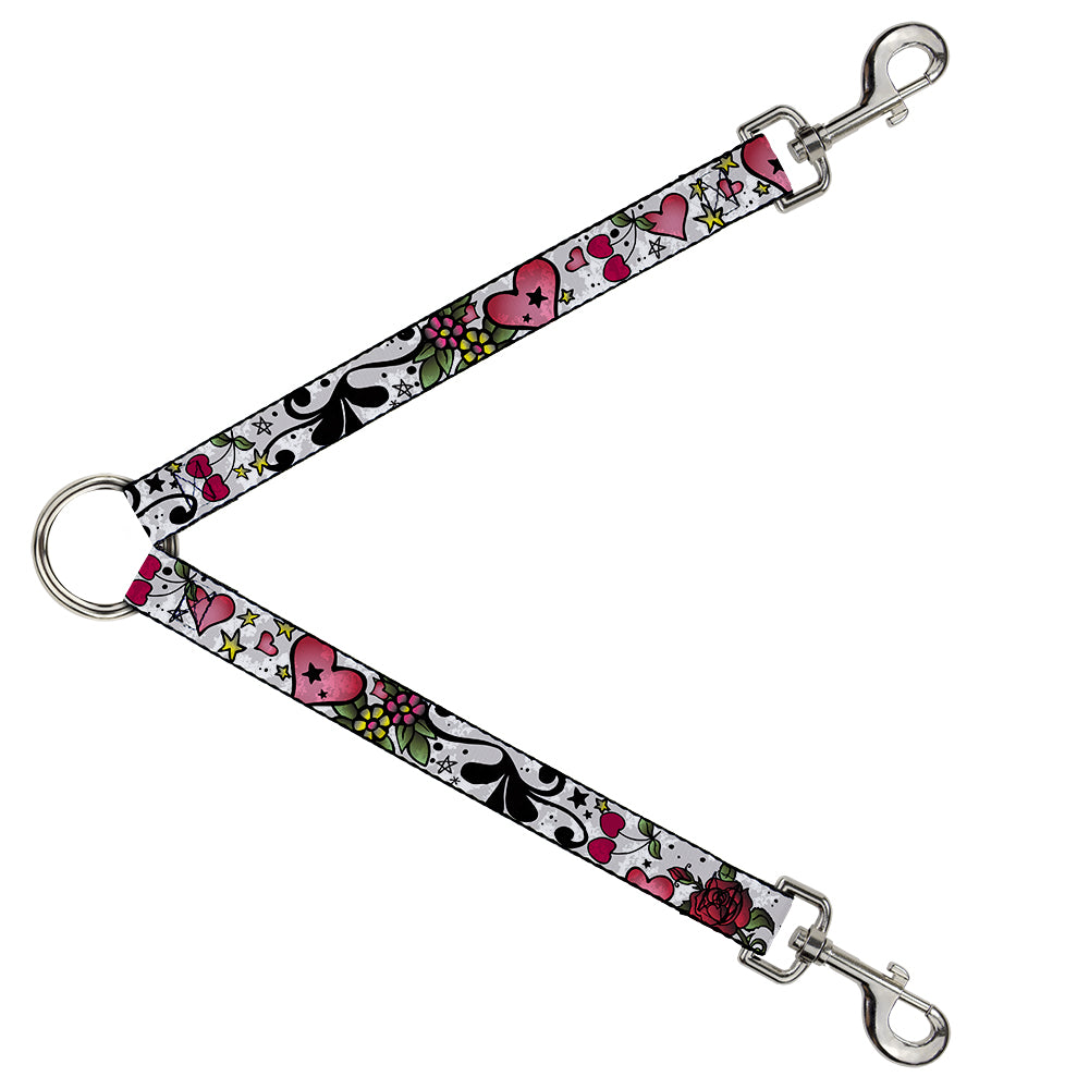 Dog Leash Splitter - Mom & Dad CLOSE-UP White Dog Leash Splitters Buckle-Down   