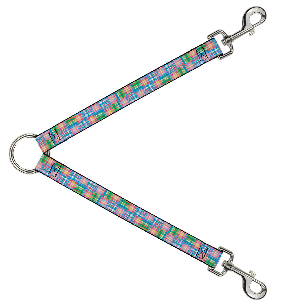 Dog Leash Splitter - Madras Plaid Pink Dog Leash Splitters Buckle-Down   