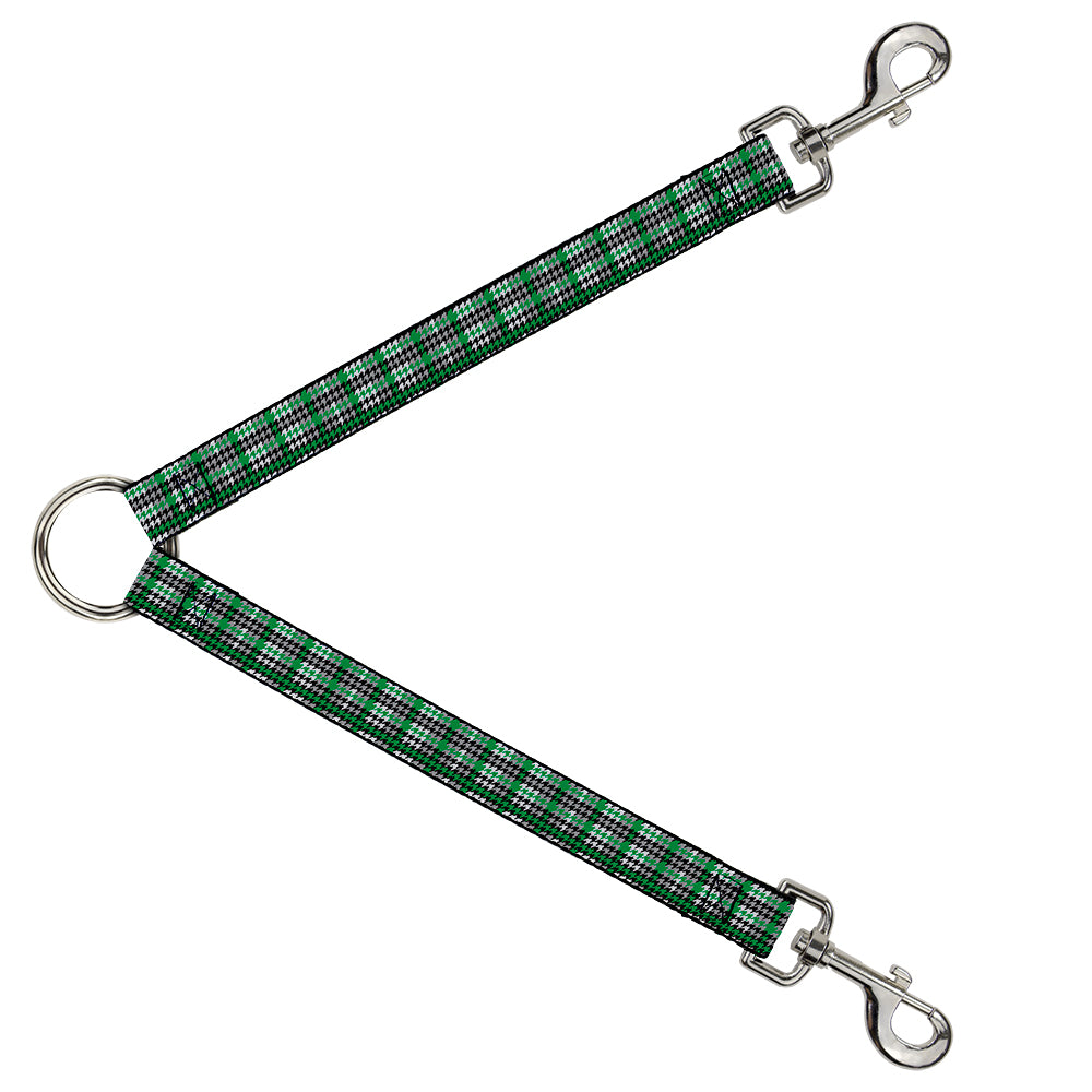 Dog Leash Splitter - Mini Houndstooth Green/Black/Gray Dog Leash Splitters Buckle-Down   