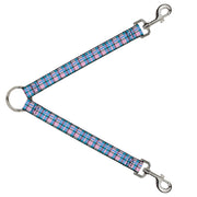 Dog Leash Splitter - Mini Houndstooth Gray/Baby Blue/Pink Dog Leash Splitters Buckle-Down   