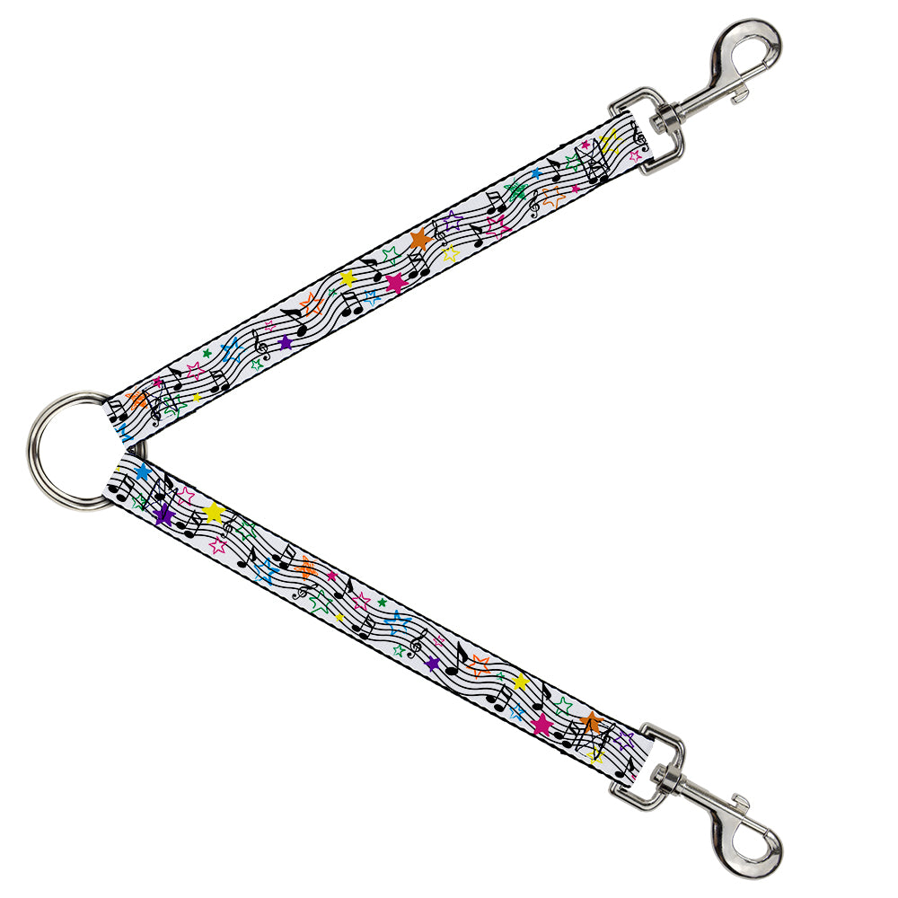 Dog Leash Splitter - Music Notes Stars White/Black/Multi Color Dog Leash Splitters Buckle-Down   