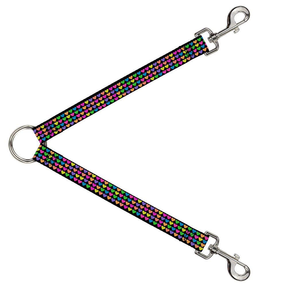 Dog Leash Splitter - Mini Hearts Black/Multi Neon Dog Leash Splitters Buckle-Down   