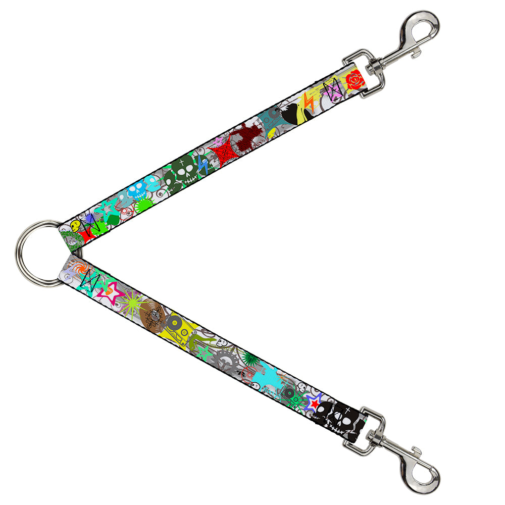 Dog Leash Splitter - Music Skulls Multi Color Dog Leash Splitters Buckle-Down   