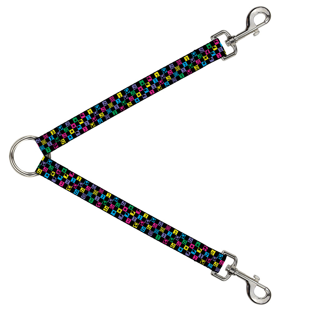 Dog Leash Splitter - Musical Checkers Black/Neon Dog Leash Splitters Buckle-Down   