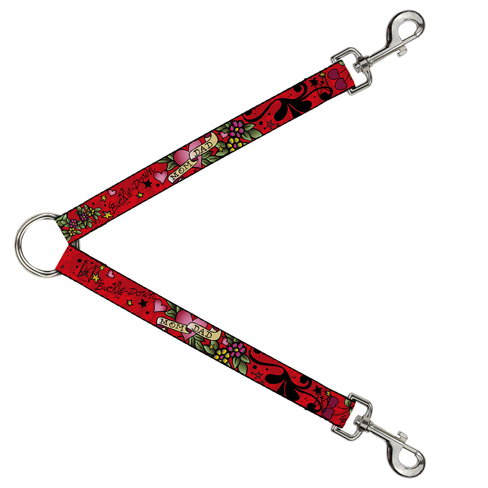 Dog Leash Splitter - Mom & Dad Red Dog Leash Splitters Buckle-Down   