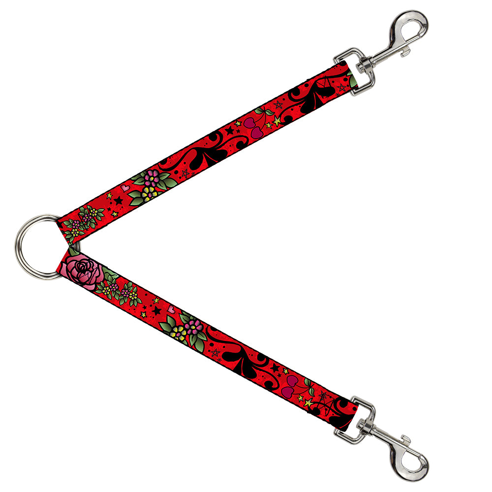 Dog Leash Splitter - Mom & Dad CLOSE-UP Red Dog Leash Splitters Buckle-Down   