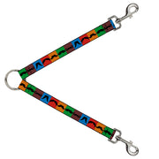 Dog Leash Splitter - Mustaches Multi Color Blocks/Black Dog Leash Splitters Buckle-Down   