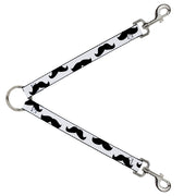 Dog Leash Splitter - Mustaches White/Black Dog Leash Splitters Buckle-Down   