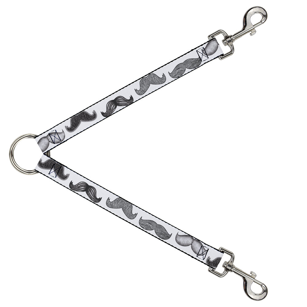 Dog Leash Splitter - Mustaches White/Sketch Dog Leash Splitters Buckle-Down   