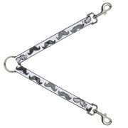 Dog Leash Splitter - Mustaches White/Sketch Dog Leash Splitters Buckle-Down   