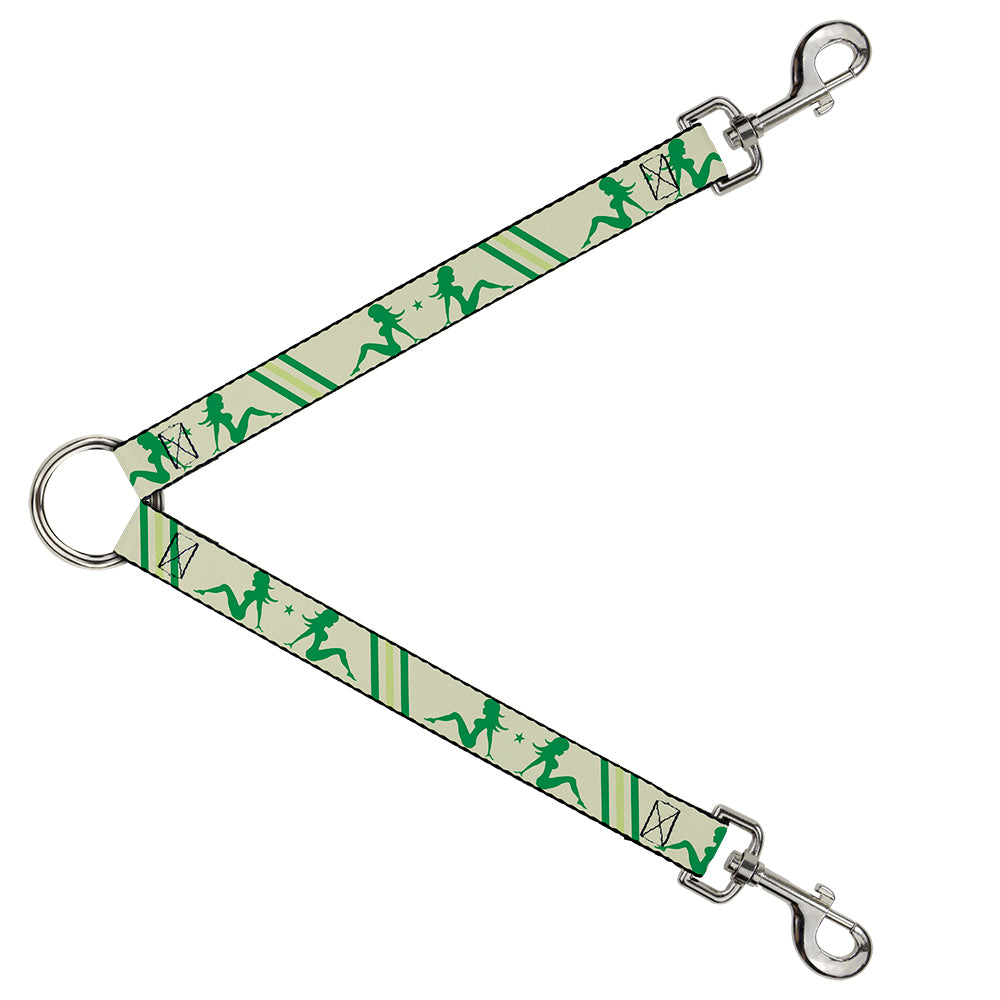 Dog Leash Splitter - Mud Flap Girls w/Stripes Tan/Green/Lime Green Dog Leash Splitters Buckle-Down   