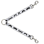Dog Leash Splitter - Mustaches Straight White/Black Dog Leash Splitters Buckle-Down   