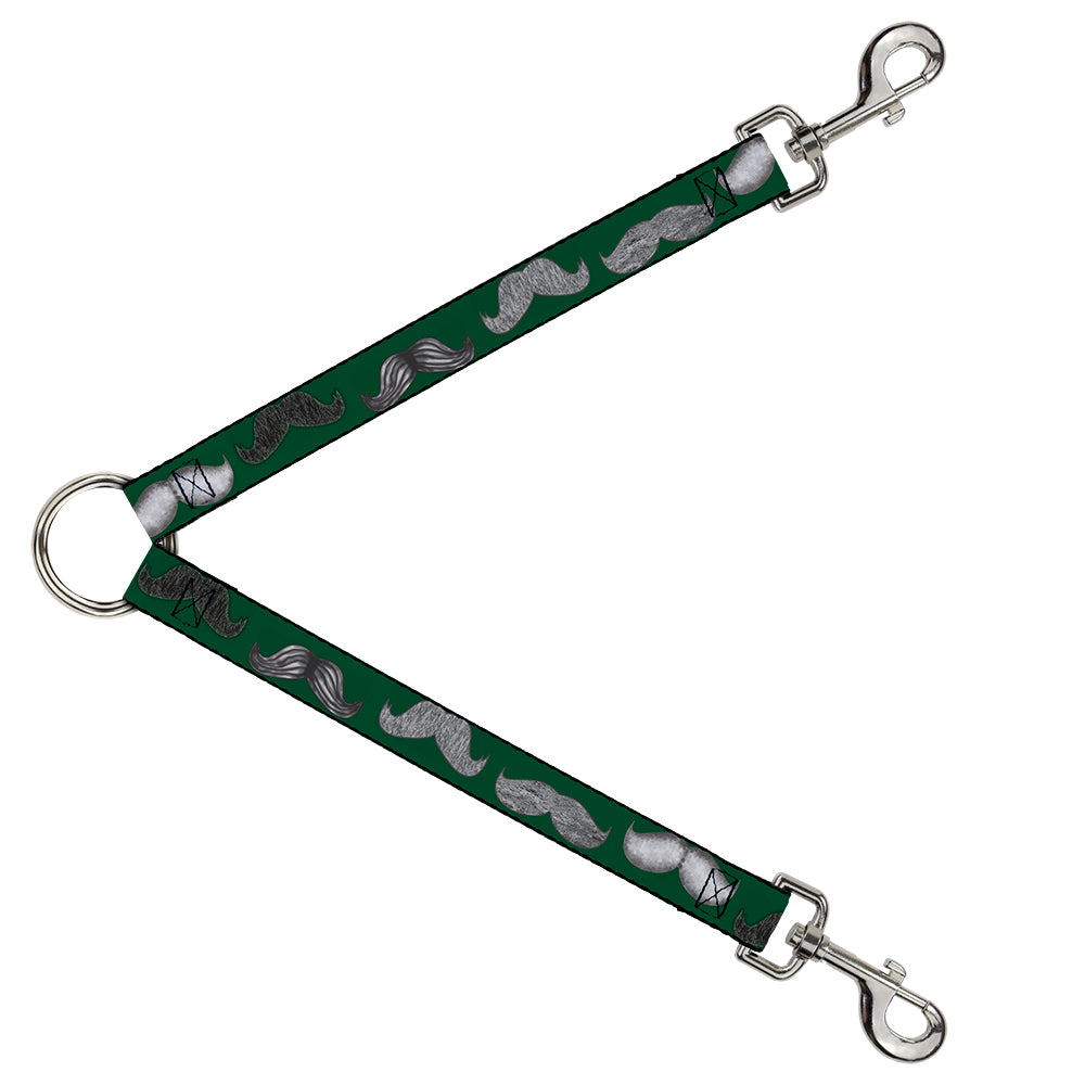 Dog Leash Splitter - Mustaches Green/Sketch Dog Leash Splitters Buckle-Down   