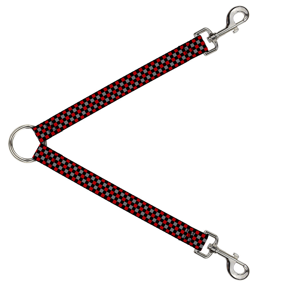 Dog Leash Splitter - Mini Checker Black/Gray/3 Red Dog Leash Splitters Buckle-Down   