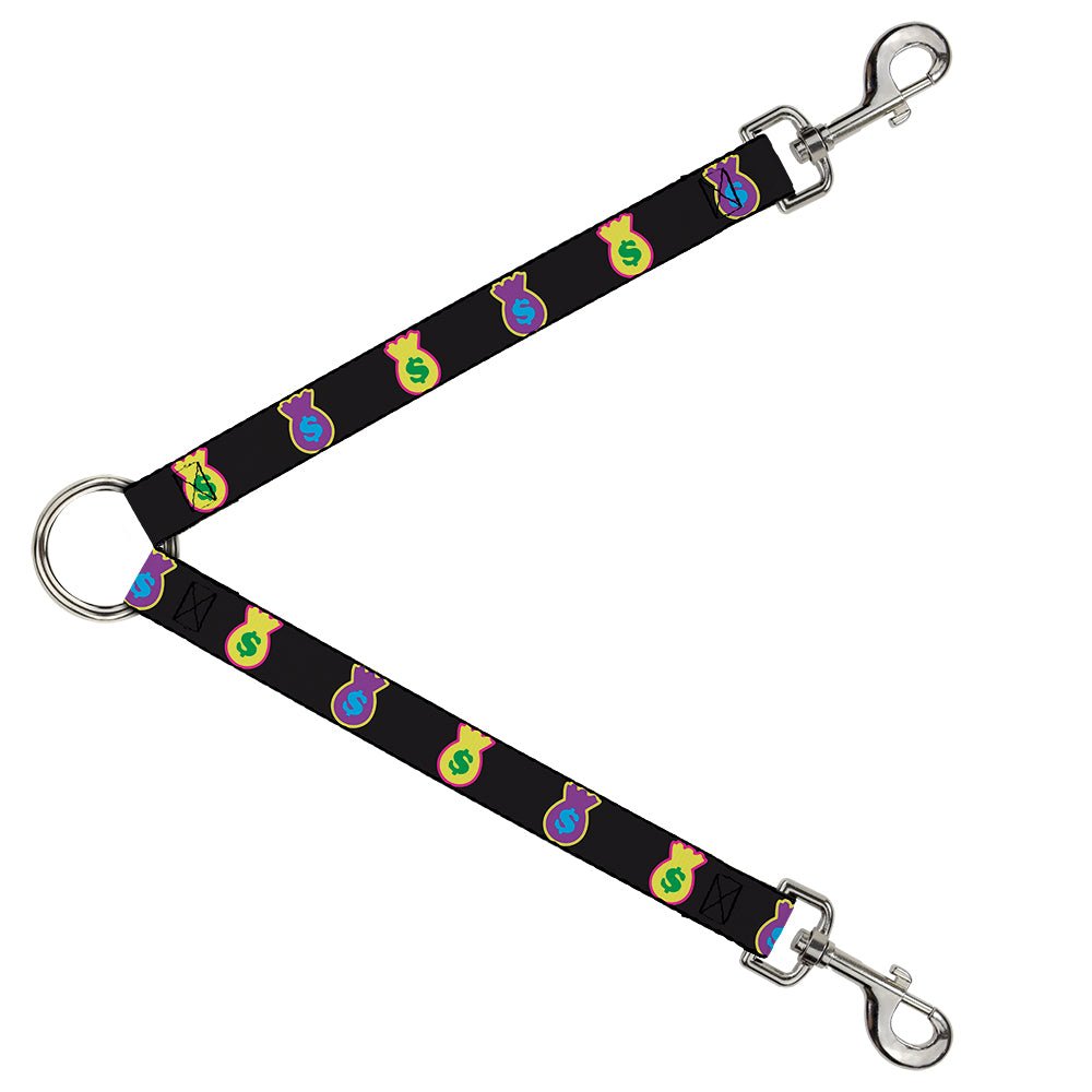 Dog Leash Splitter - Money Bags Black/Multi Color Dog Leash Splitters Buckle-Down   