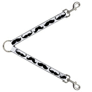 Dog Leash Splitter - Multi Mustaches Sketch White/Black Dog Leash Splitters Buckle-Down   