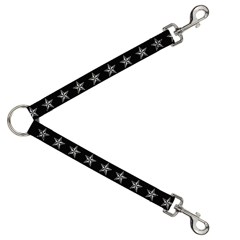Dog Leash Splitter - Nautical Star Black/White Dog Leash Splitters Buckle-Down   