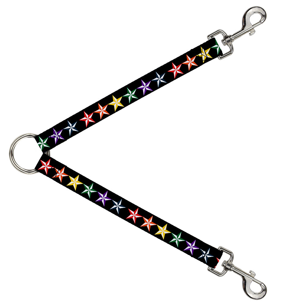 Dog Leash Splitter - Nautical Star Black/Multi Color Dog Leash Splitters Buckle-Down   
