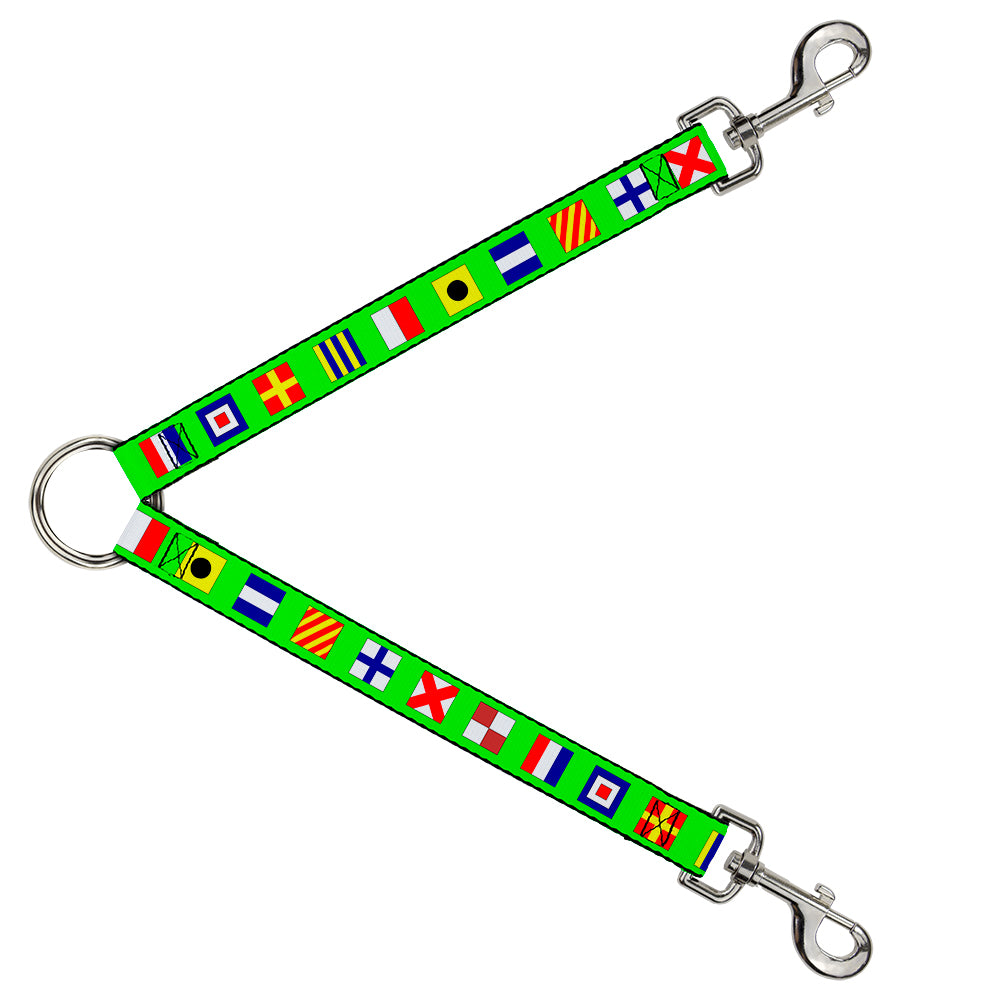 Dog Leash Splitter - Nautical Flags Green/Multi Color Dog Leash Splitters Buckle-Down   