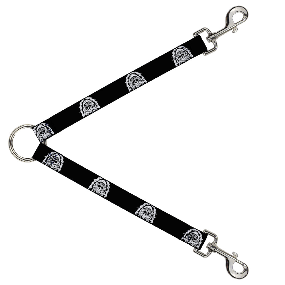 Dog Leash Splitter - Native American Skull Black/White Dog Leash Splitters Buckle-Down   