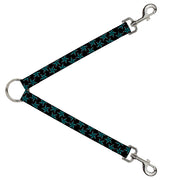 Dog Leash Splitter - Nautical Stars Scattered Black/Turquoise Dog Leash Splitters Buckle-Down   