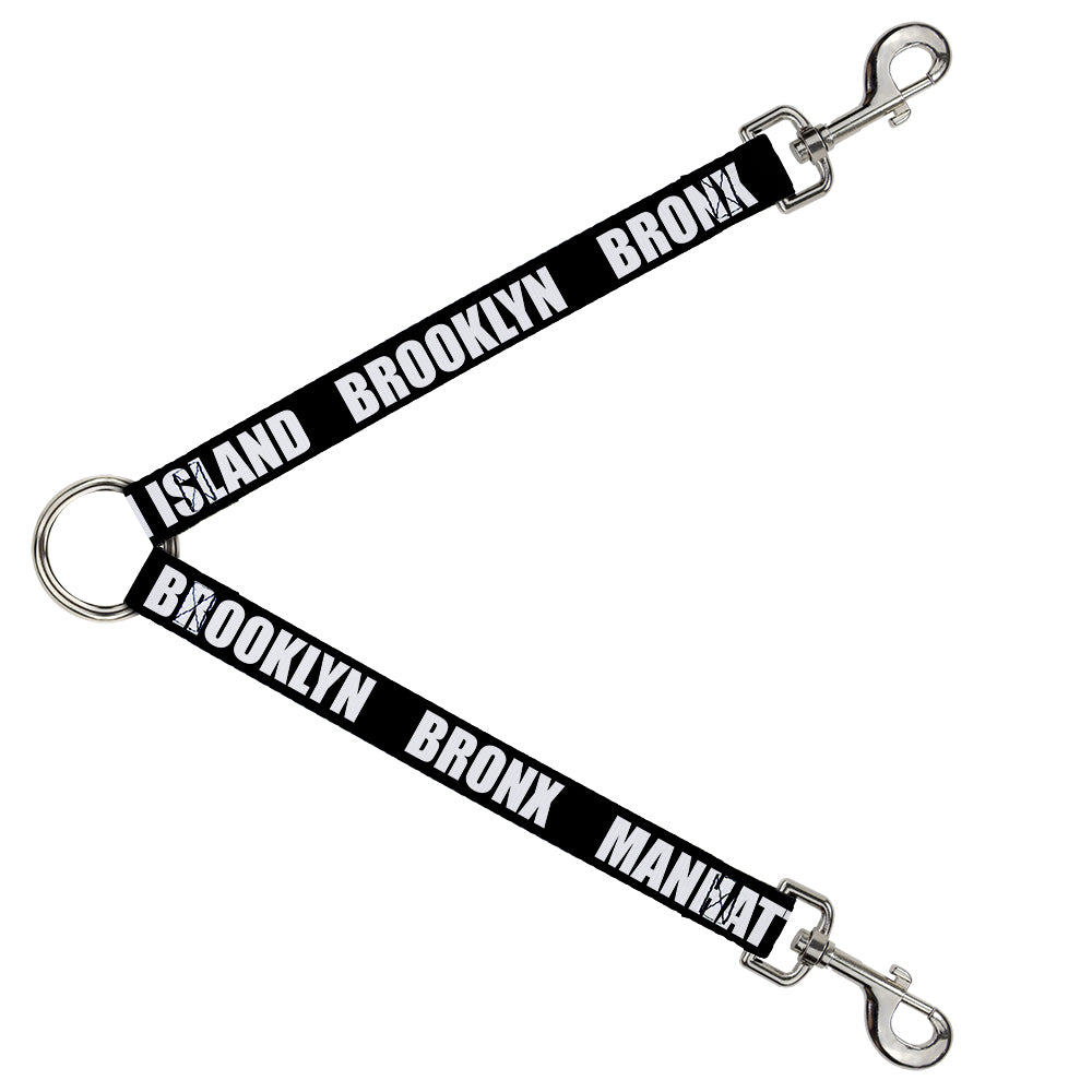 Dog Leash Splitter - New York's Five Burroughs Bold Black/White Dog Leash Splitters Buckle-Down   