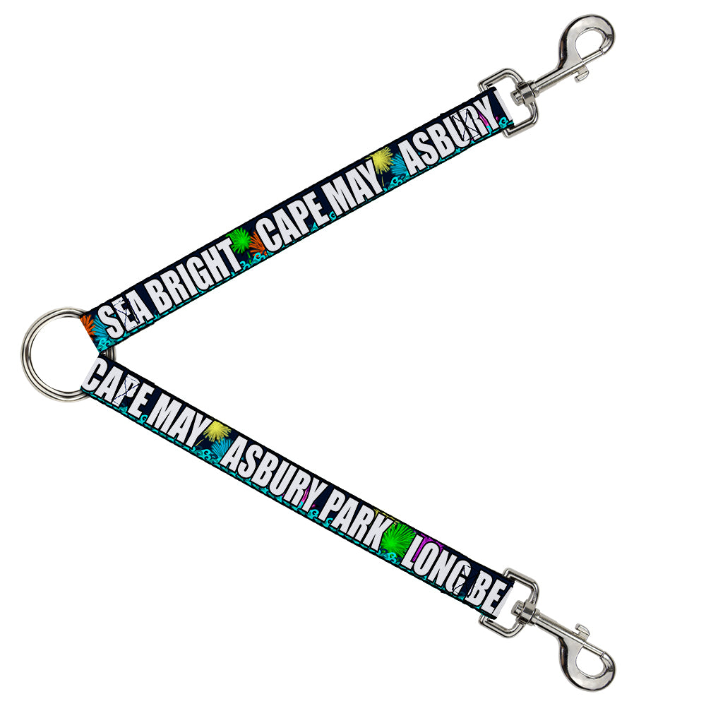 Dog Leash Splitter - New Jersey Shore Towns Black/Multi Color/White Dog Leash Splitters Buckle-Down   